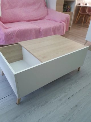 Mesa centro elevable con almacenaje