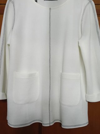Camiseta de Punto de Sfera Manga 3/4 Blanca y Negr