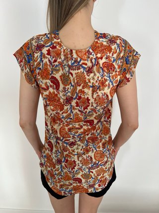 Blusa seda cuello pico estampada