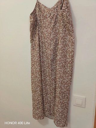 Vestido estampado marrón y blanco