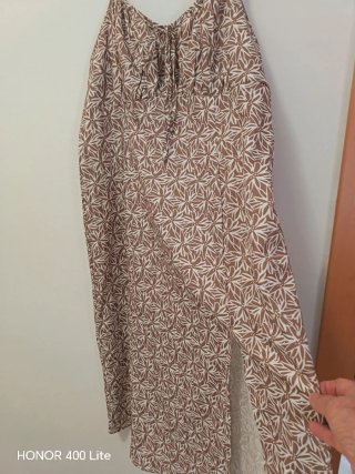 Vestido estampado marrón y blanco