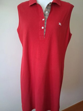 Vestido Polo Burberry Rojo Sin Mangas