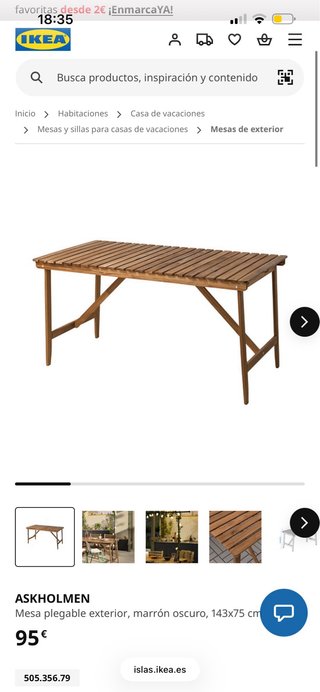 Mesa Terraza Madera Askholmen Ikea