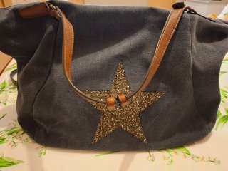 Bolso Tote Mujer azul Estrella Dorada