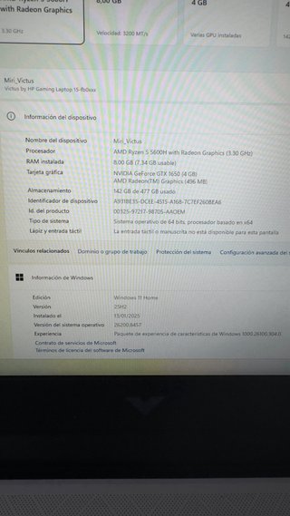 Portátil HP Victus Gaming 15 FB0000NS GTX1650