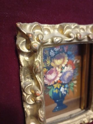 Dipinto pittura olio cornice doppia legno