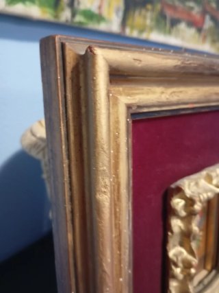 Dipinto pittura olio cornice doppia legno