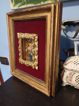 Dipinto pittura olio cornice doppia legno