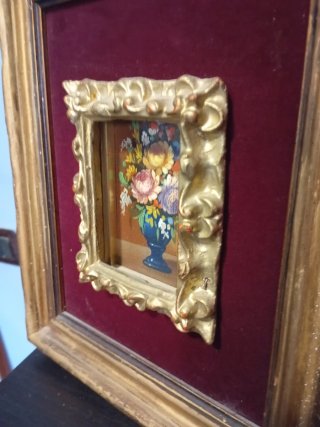 Dipinto pittura olio cornice doppia legno