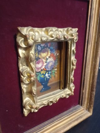 Dipinto pittura olio cornice doppia legno