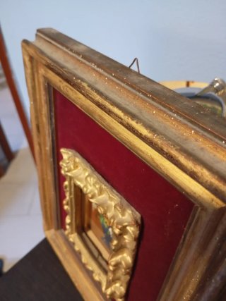 Dipinto pittura olio cornice doppia legno