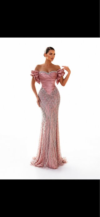 Vestido fiesta corset rosa y plateado