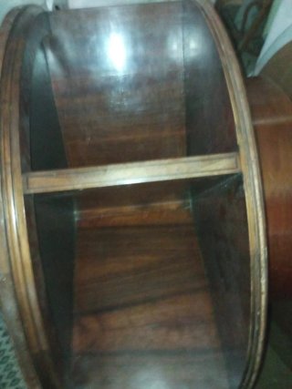 Mesa baja redonda madera y cristal giratoria