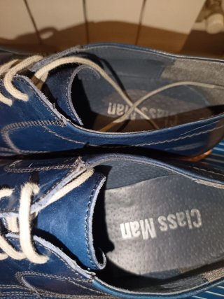 Mocassini Uomo Vera Pelle Blu/Marrone