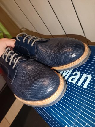 Mocassini Uomo Vera Pelle Blu/Marrone