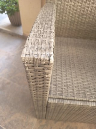 Sillón de terraza mimbre beige/gris