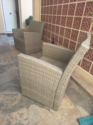 Sillón de terraza mimbre beige/gris