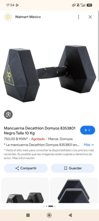 Mancuerna Domyos 10 Kg Negra