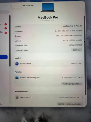 MacBook Pro 16 2019 64GB RAM 1TB
