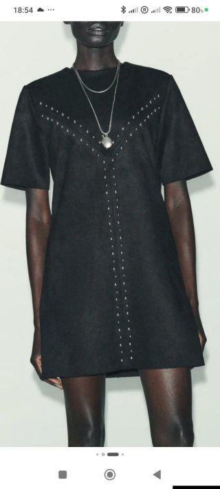 Vestido Zara Negro Tachuelas