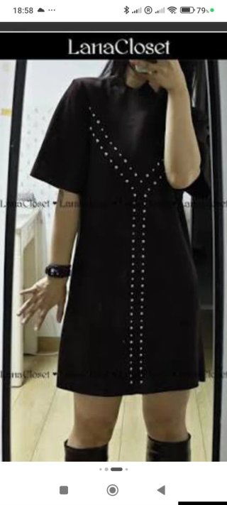 Vestido Zara Negro Tachuelas