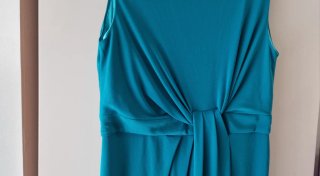 Vestido largo azul verdoso