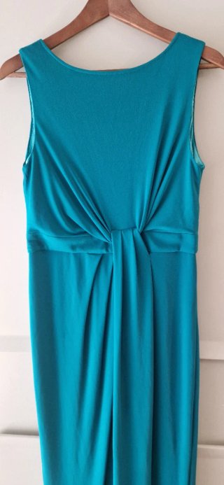 Vestido largo azul verdoso