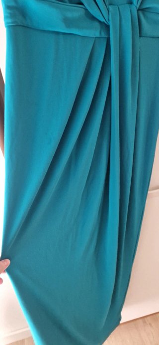 Vestido largo azul verdoso