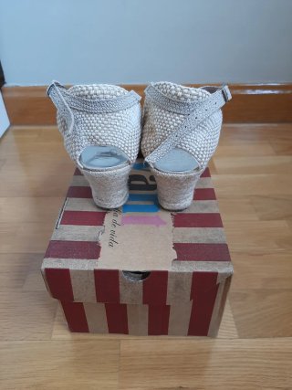Sandalias esparto VIVANT cuña beige/plata T.36