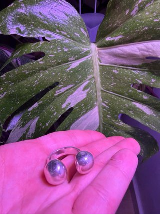 Anillo Bolas Bañado Plata Ley UNOde50
