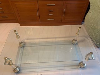 Mesa salón cristal vintage dorada lujo