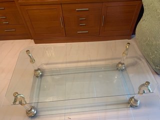 Mesa salón cristal vintage dorada lujo