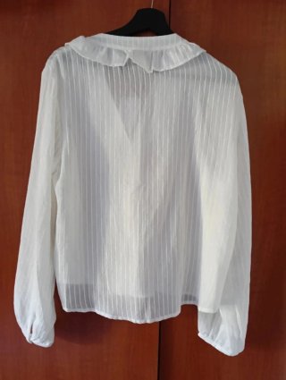 Blusa Stradivarius Volantes Blanca Talla L