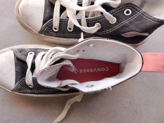Converse All Star Botas Negras Rosas talla 32