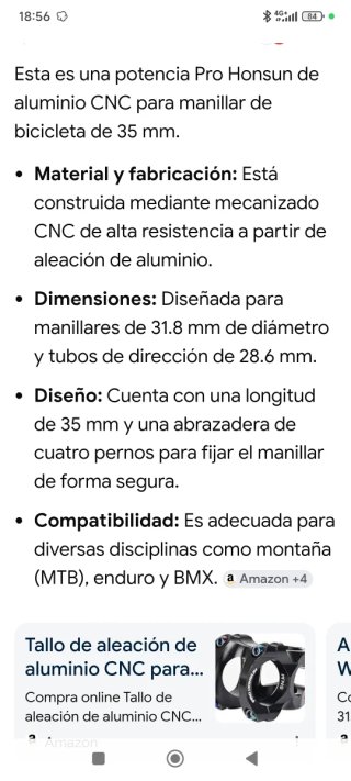 Potencia MTB PRO HONSUN 35mm CNC