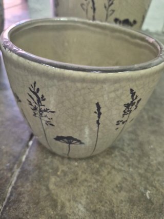 Conjunto 2 Macetas Cerámica Beige y Negro