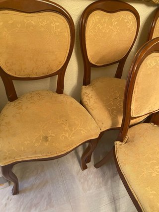Lote 6 Sillas Clásicas Comedor Beige/Marrón