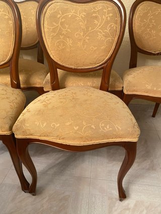 Lote 6 Sillas Clásicas Comedor Beige/Marrón