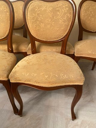 Lote 6 Sillas Clásicas Comedor Beige/Marrón