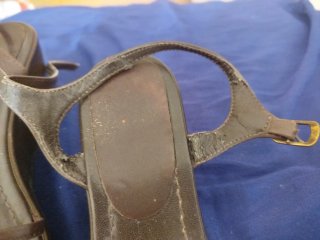 Sandalias de piel marrón cuña T40