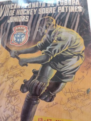 Cartel Hockey Patines Campeonato Europa Firmado