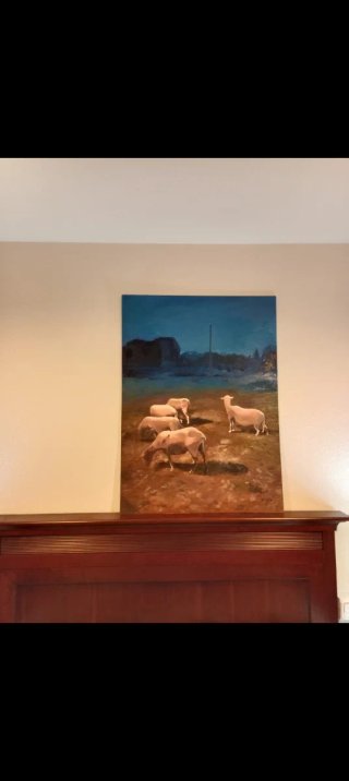 Cuadro pintado a mano ovejas