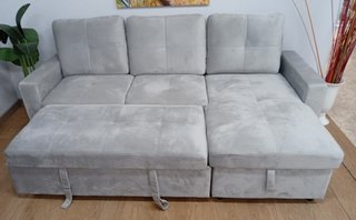 Sofá `Cama PAU ́, Gris Terciopelo, Cómodo. OFERTA!