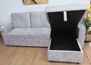 Sofá `Cama PAU ́, Gris Terciopelo, Cómodo. OFERTA!
