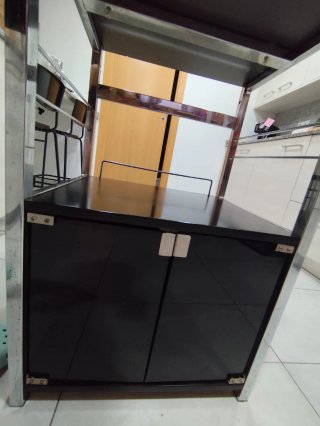 Mueble bar cristal y metal para restaurar