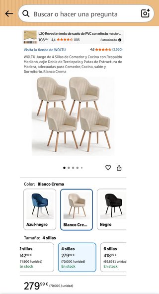 Sillas de comedor beige de tela
