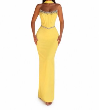 Vestido de fiesta dorado con lentejuelas
