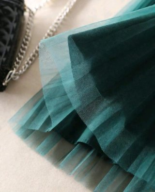 Falda larga plisada verde