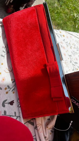 Bolso de terciopelo rojo Blanco