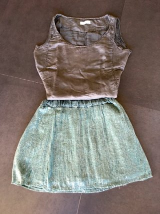 Falda Moskito lentejuelas verde talla única